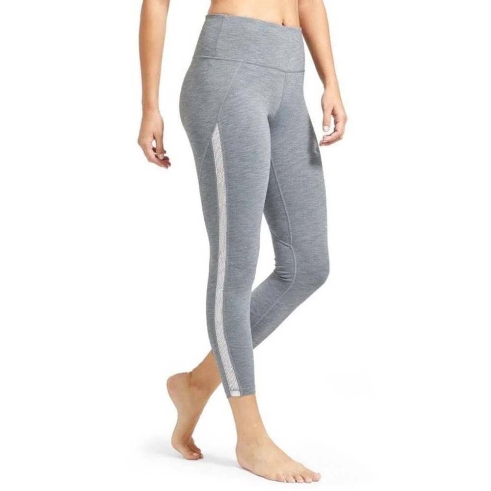 Athleta Women's High Rise Mesh Chaturanga 7/8 Tight in Heathered Gray Size Small
